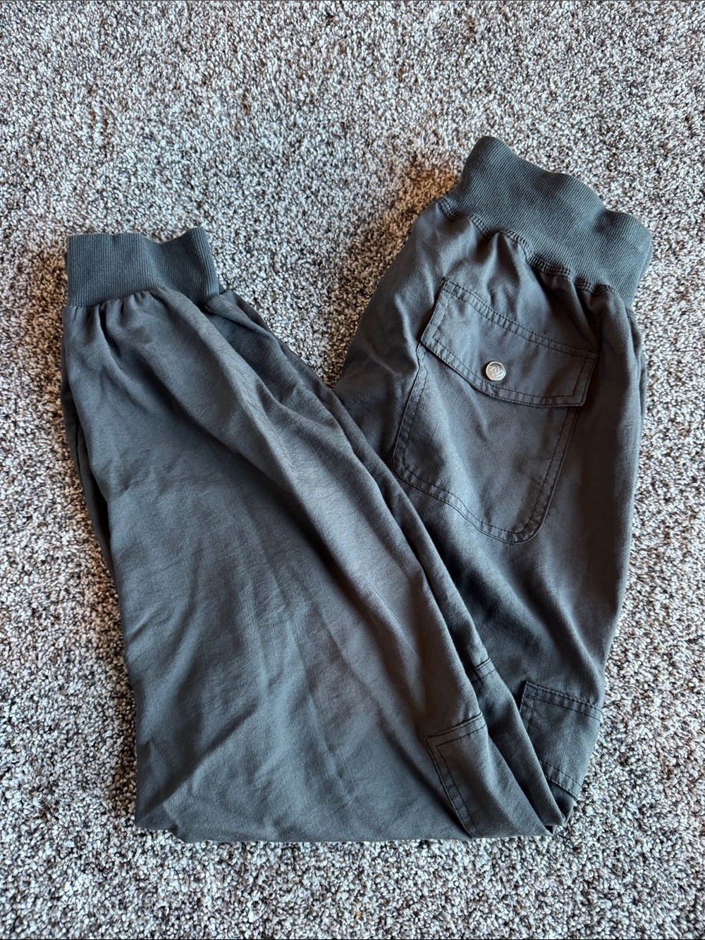 Women's Charcoal Rib-Waist Jogger Pants